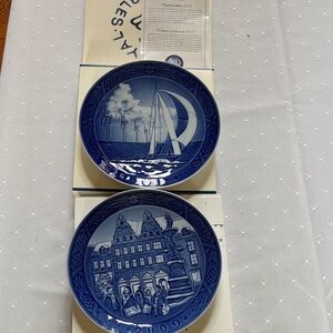Blue Royal Copenhagen Delft Decorative Collector Plates - Set of 2